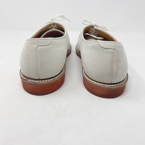 Mark Shale Mens Size 9.5 White Leather Oxford Dress Shoes Lace Up Almond Toe - Picture 11 of 14